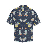 Cute sloth astronaut star planet rocket pattern Men's All Over Print Hawaiian Shirt