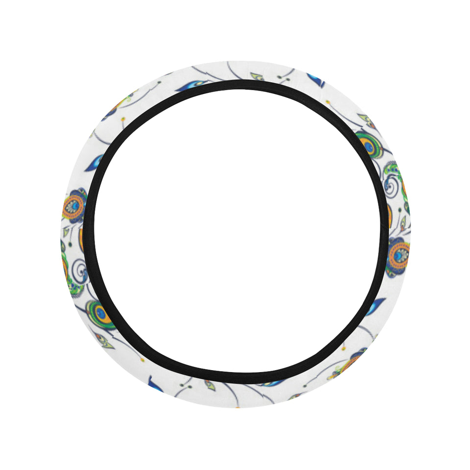 Peacock feather pattern Car Steering Wheel Cover