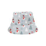 Snowman christmas  tree snow gray background Unisex Bucket Hat