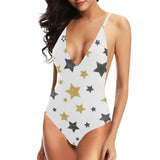 hand drawn gold black star pattern Women's One-Piece Swimsuit