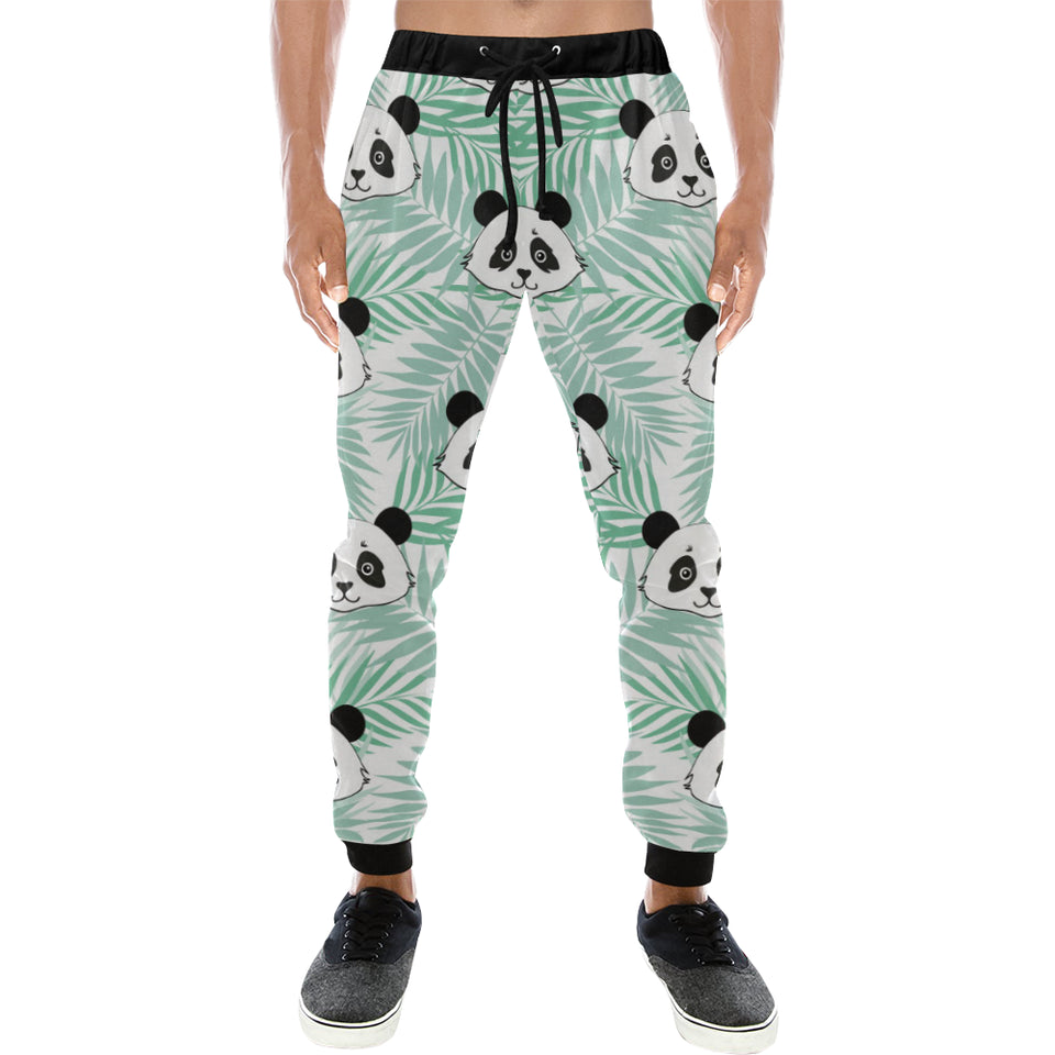Panda pattern tropical leaves background Unisex Casual Sweatpants