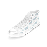 cute rhino heart pattern Women's High Top Canvas Shoes White