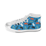 Colorful rhino pattern Women's High Top Canvas Shoes White