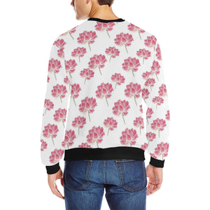 Pink lotus waterlily pattern Men's Crew Neck Sweatshirt
