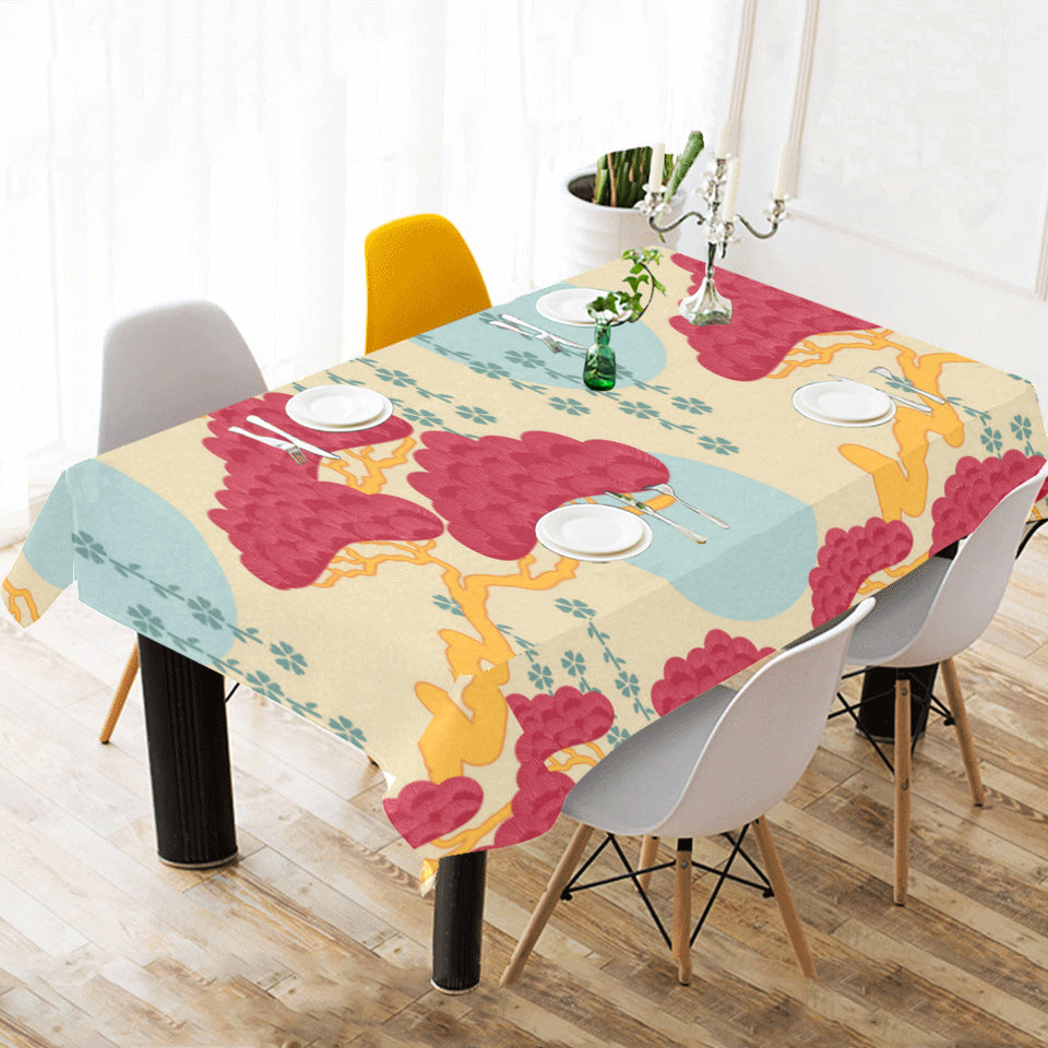 Red Bonsai gray sun japanese pattern Tablecloth
