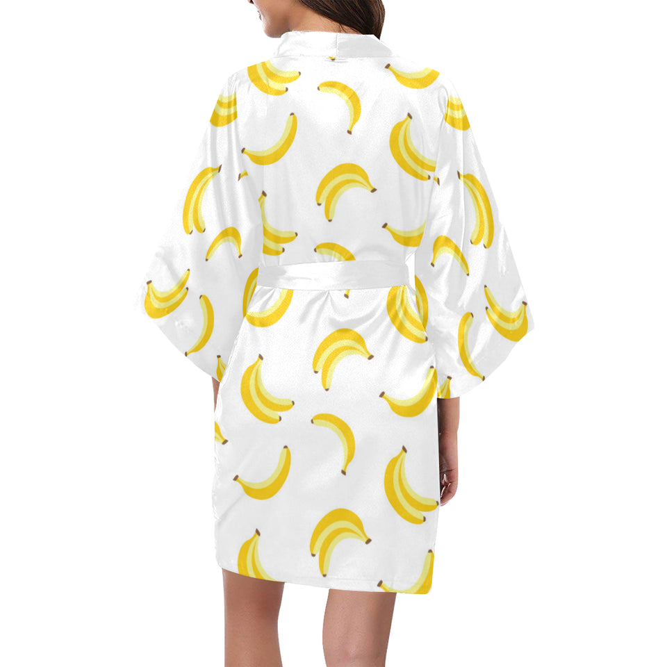 Banana pattern Women's Short Kimono Robe
