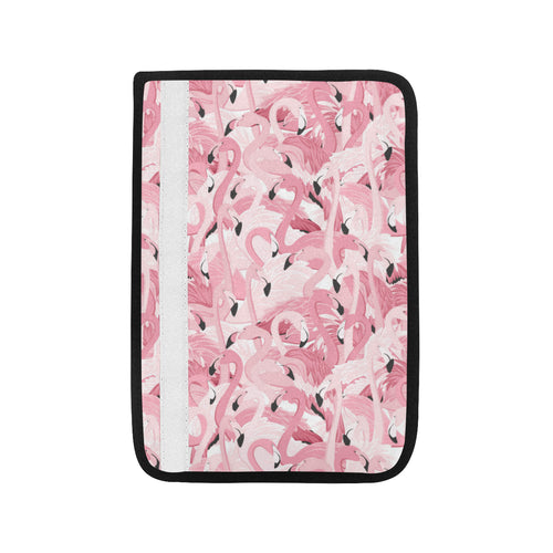 Pink flamingos pattern background Car Seat Belt Cover