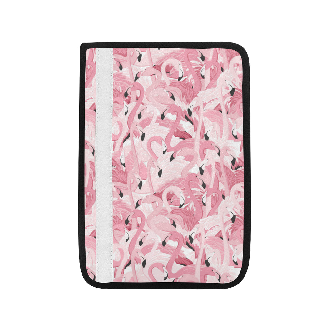 Pink flamingos pattern background Car Seat Belt Cover