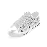 Crows floral wreath rabbit pattern Men's Low Top Canvas Shoes White