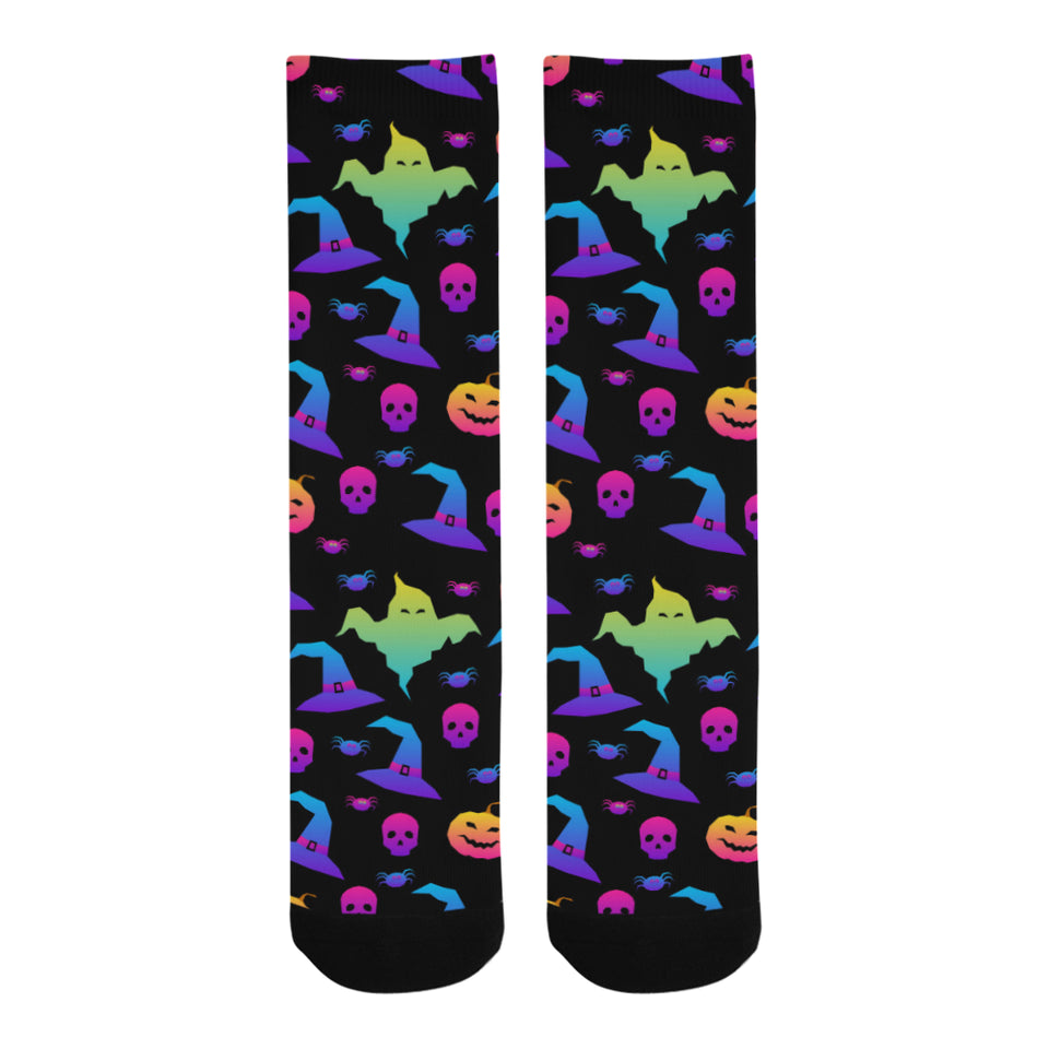 Colorful halloween background Crew Socks