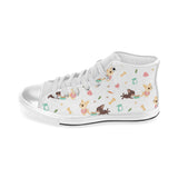 Cute Chihuahua puppie pattern Women's High Top Canvas Shoes White