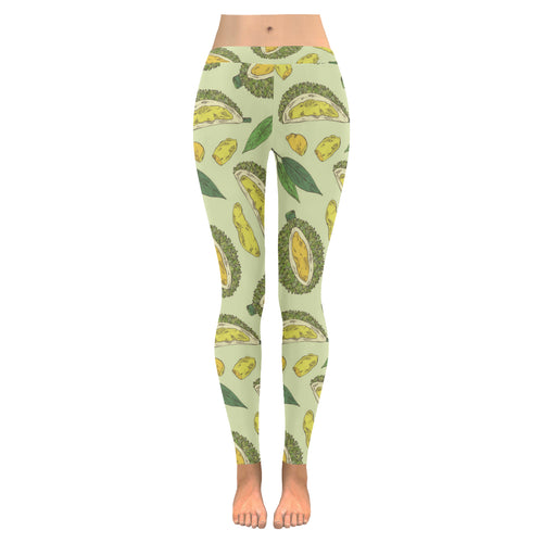 Durian leaves pattern background Women's Legging Fulfilled In US