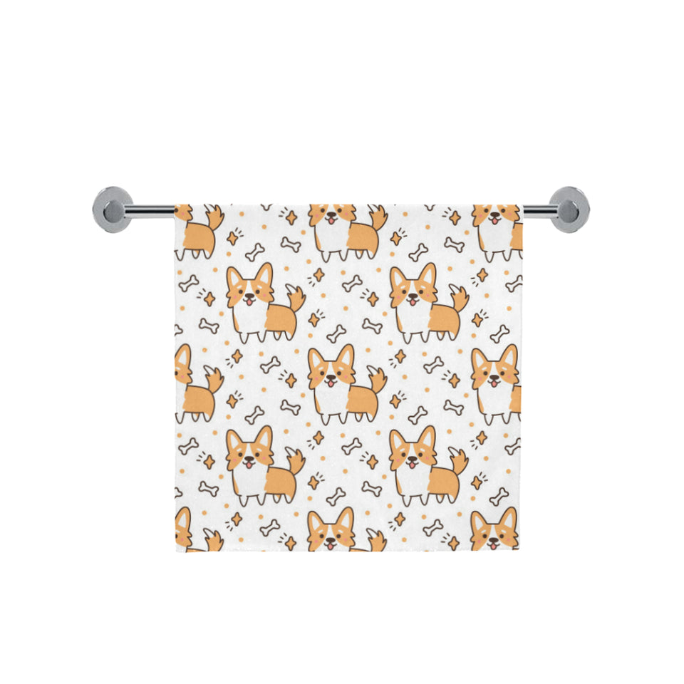 Cute corgi heart star bone pattern Bath Towel