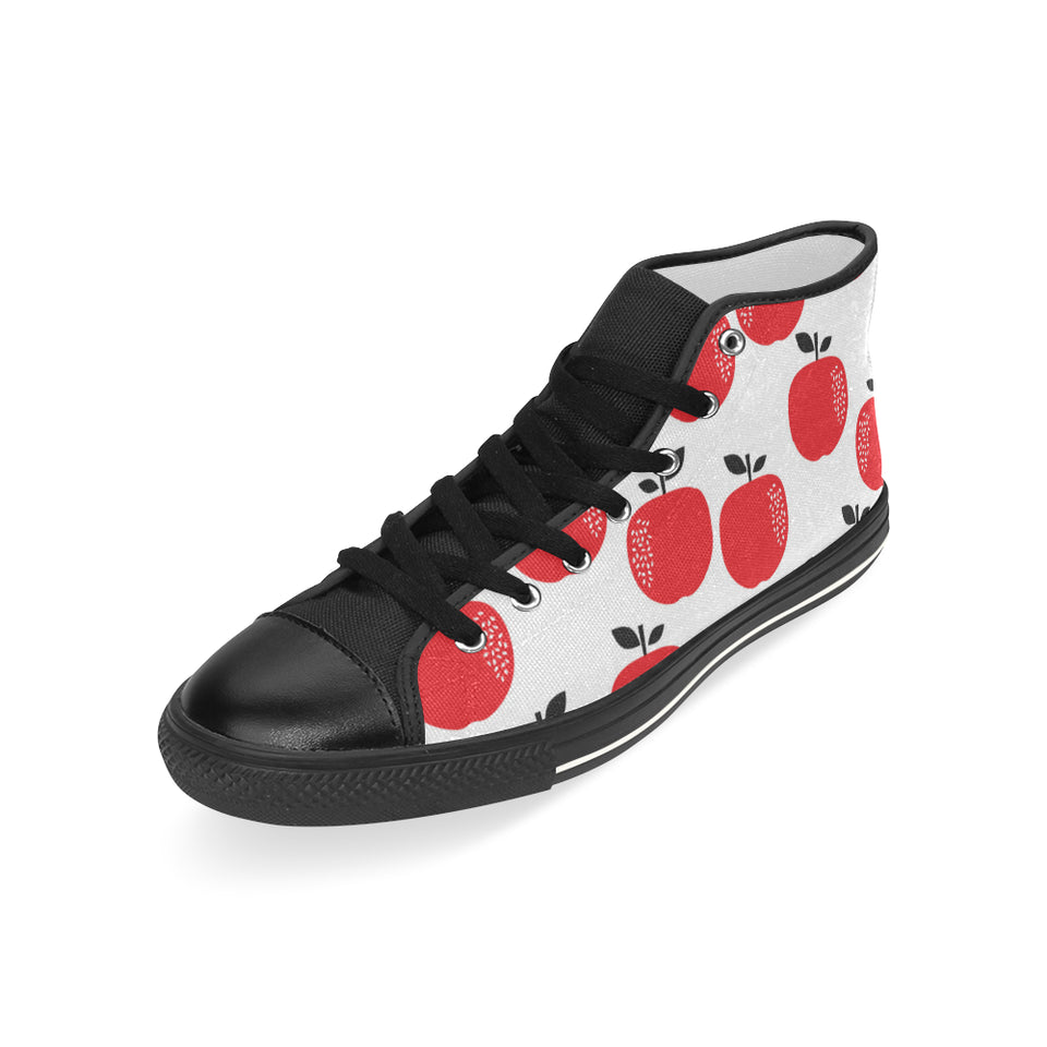 red apples white background Men's High Top Canvas Shoes Black