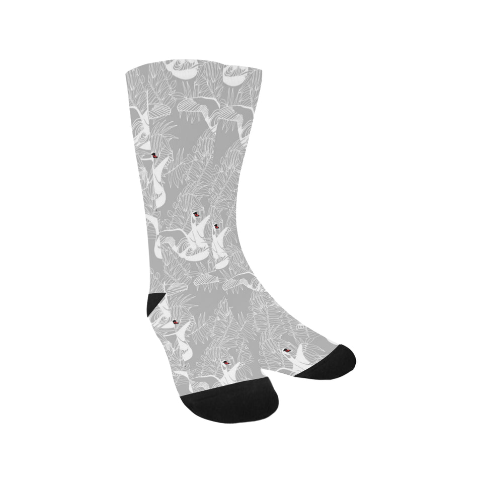 white swan gray background Crew Socks