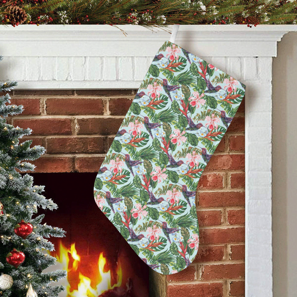 Hummingbird Pattern Print Design 05 Christmas Stocking