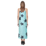 Sea turtle with blue ocean backgroud V-Neck Open Fork Long Dress