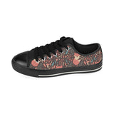 fox leaves mushroom pattern Men's Low Top Canvas Shoes Black