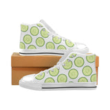 Cucumber slices pattern Men's High Top Canvas Shoes White