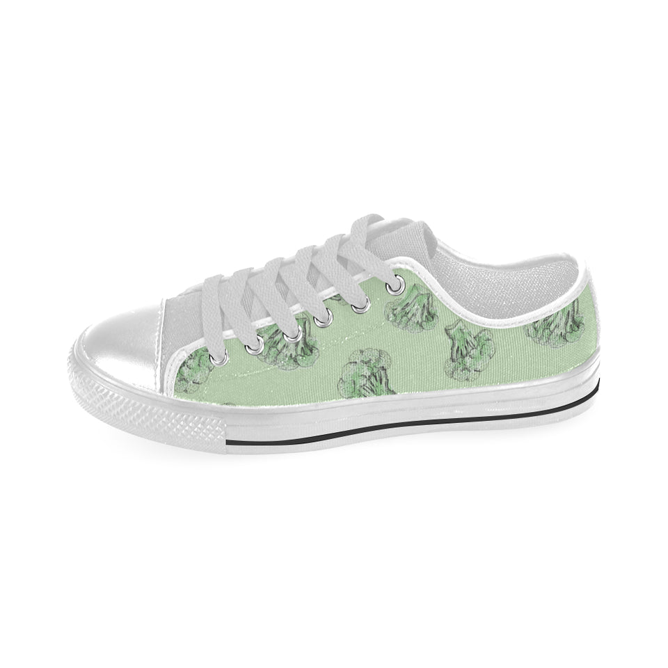 broccoli sketch pattern Men's Low Top Shoes White