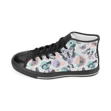 Butterfly pattern Men's High Top Canvas Shoes Black