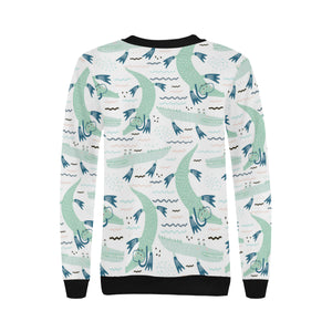 Crocodile diver pattern Women's Crew Neck Sweatshirt