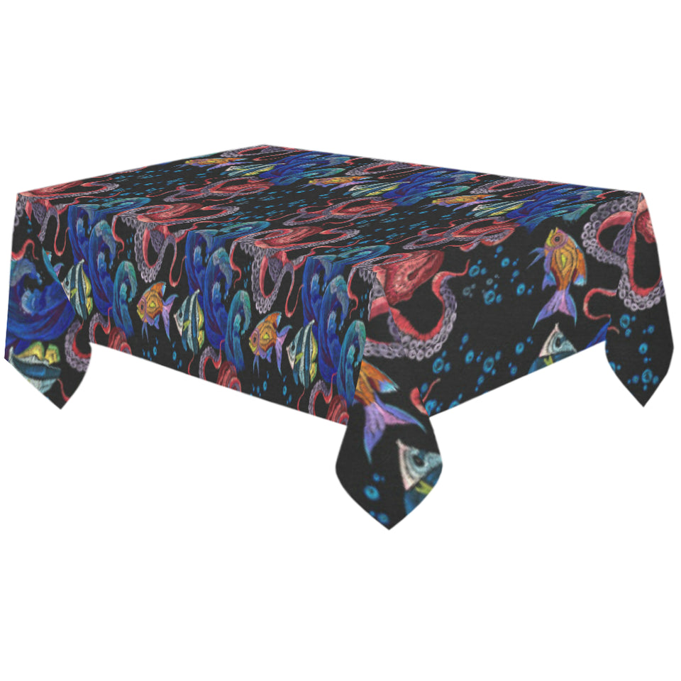 Octopus sea wave tropical fishe pattern Tablecloth
