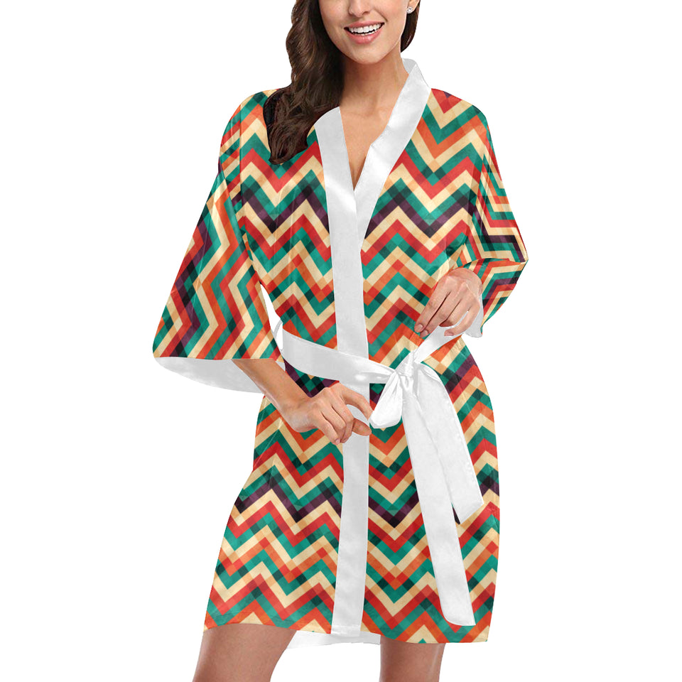 zigzag  chevron colorful pattern Women's Short Kimono Robe