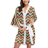 zigzag  chevron colorful pattern Women's Short Kimono Robe