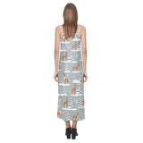 Beautiful deers Winter Christmas V-Neck Open Fork Long Dress
