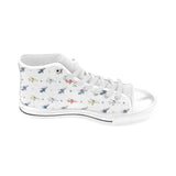 Cute helicopter star pattern Men's High Top Canvas Shoes White