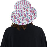 Purple seahorse blue coral pattern Unisex Bucket Hat