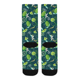 Lime ice flower pattern Crew Socks