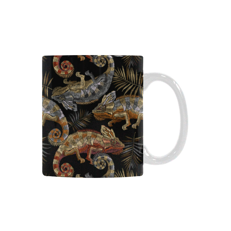 Chameleon lizard tropical leaves palm tree Classical White Mug (Fulfilled In US)