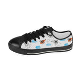Watercolor helicopter cloud pattern Women's Low Top Canvas Shoes Black