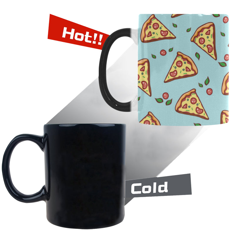 Hand drawn pizza blue background Morphing Mug Heat Changing Mug
