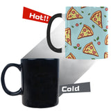 Hand drawn pizza blue background Morphing Mug Heat Changing Mug