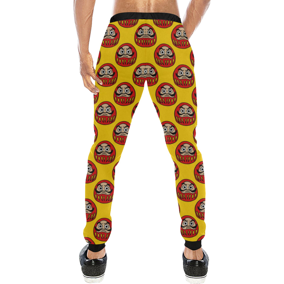 Daruma japanese wooden doll yellow background Unisex Casual Sweatpants