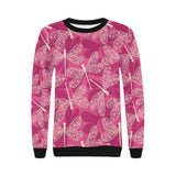Beautiful dragonfly pink background Women's Crew Neck Sweatshirt