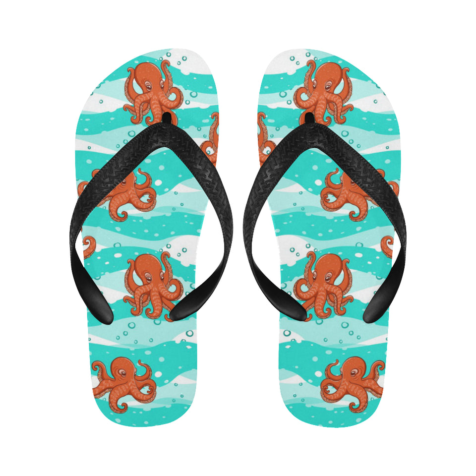 Octopuses sea wave background Unisex Flip Flops
