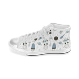 Hand drawn space elements space rocket star planet Women's High Top Canvas Shoes White