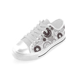 Classic vintage clock pattern Men's Low Top Canvas Shoes White
