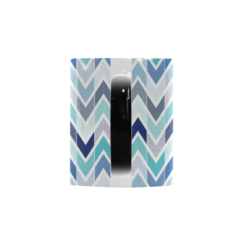 zigzag  chevron blue pattern Morphing Mug Heat Changing Mug
