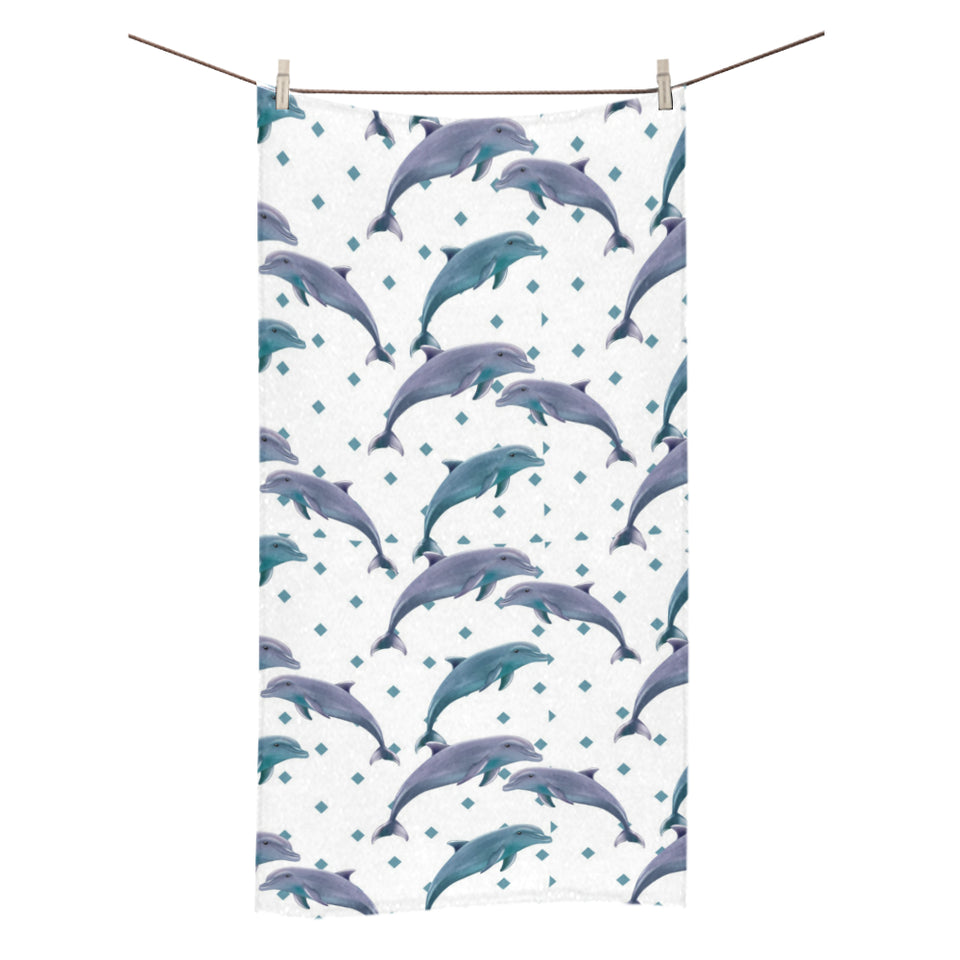 Dolphins pattern dotted background Bath Towel