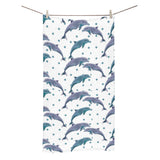 Dolphins pattern dotted background Bath Towel