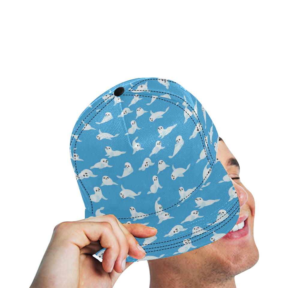 Cute sea lion seal pattern background All Over Print Snapback Cap