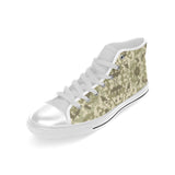 Light Green camouflage pattern Men's High Top Canvas Shoes White