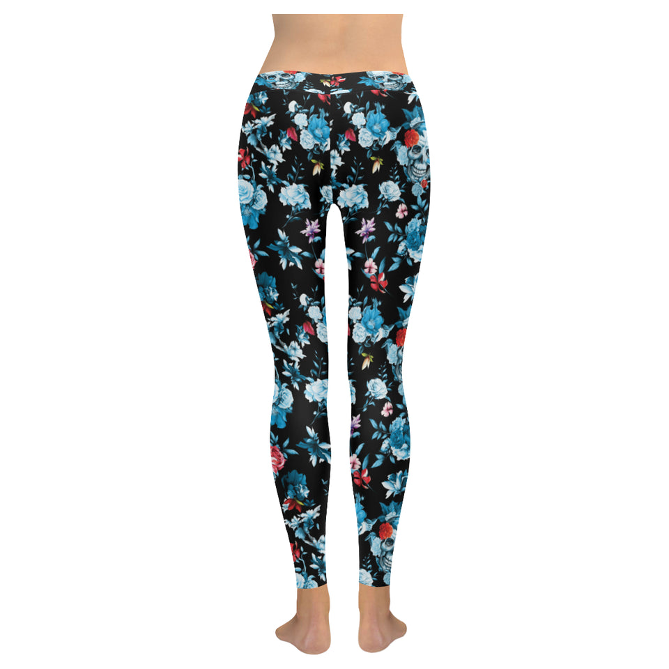 Skull flower roses leave pattern Women's Legging Fulfilled In US