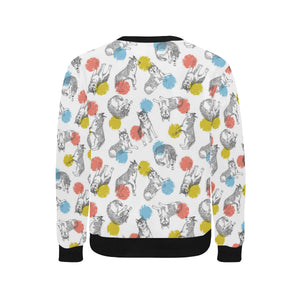 Siberian husky and colorful circle pattern Men's Crew Neck Sweatshirt