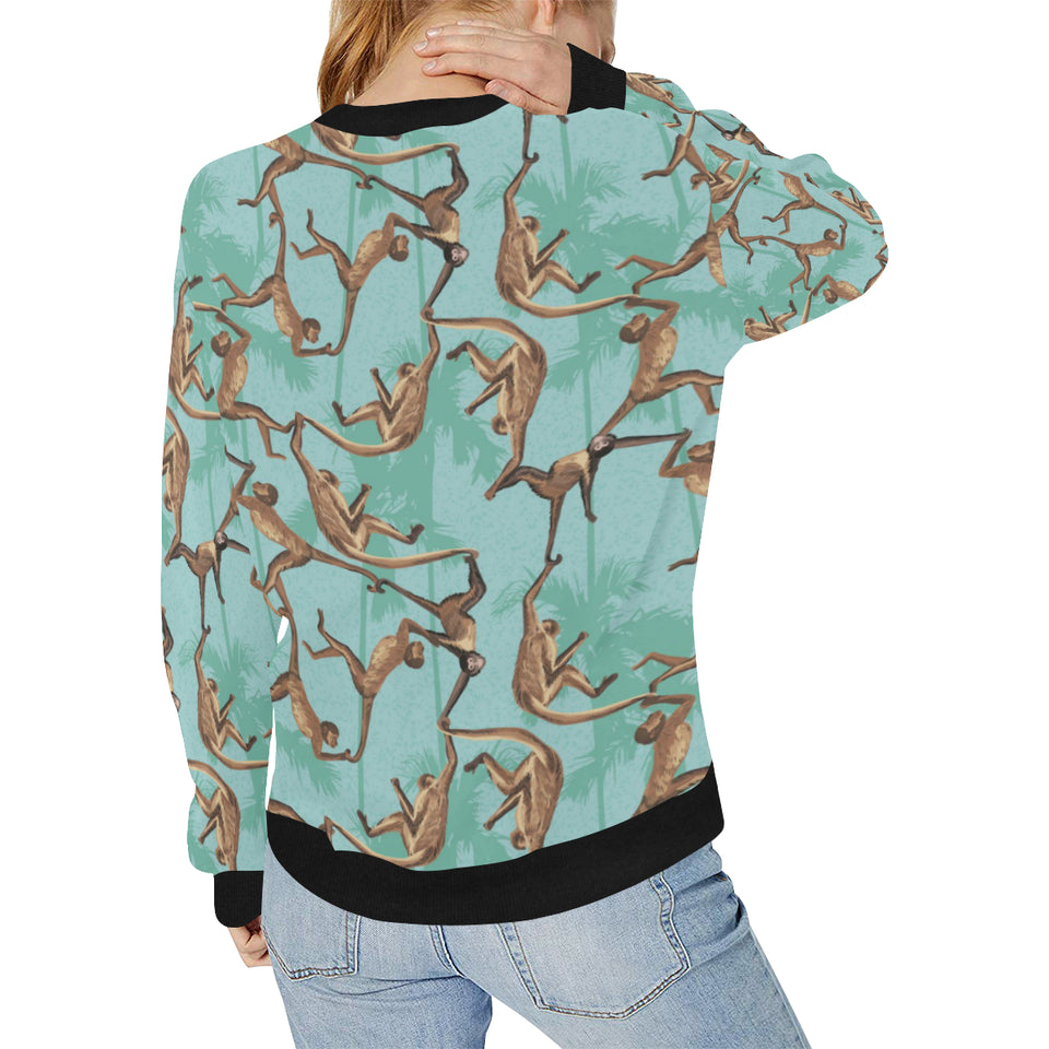 Monkey Palm tree background Women's Crew Neck Sweatshirt